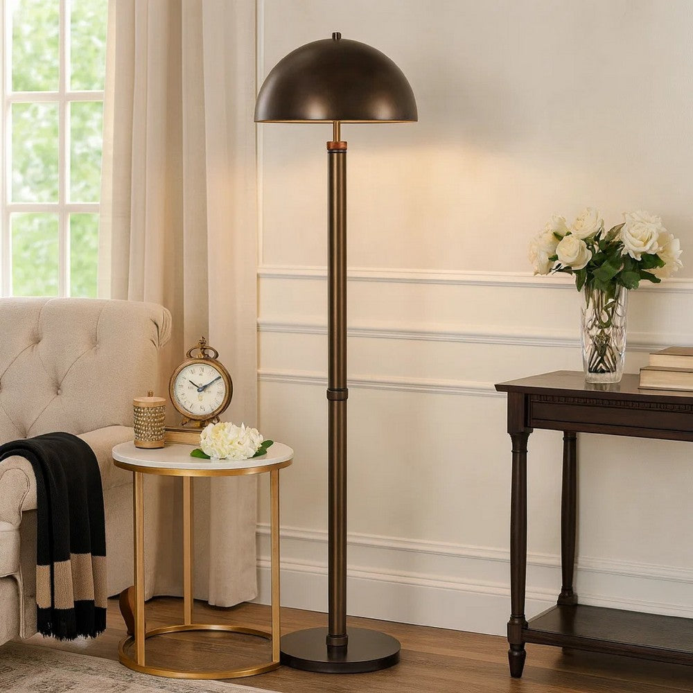 Jesy Modern Floor Lamp with Dome Metal Shade, 59 Inch Dark Bronze