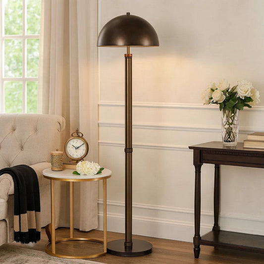 Jesy Modern Floor Lamp with Dome Metal Shade, 59 Inch Dark Bronze