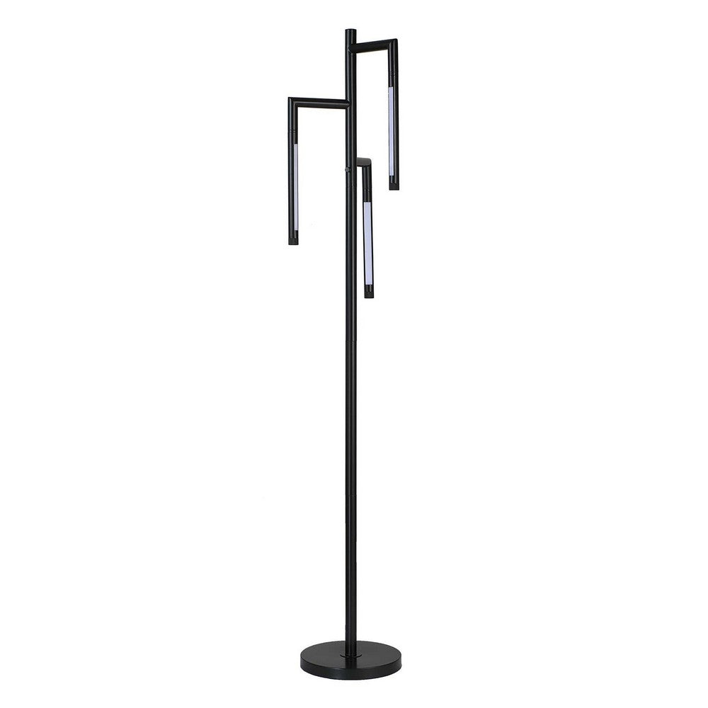 Modern Floor Lamp with Rotating LED Arms and Dimmer, 72 Inch Black