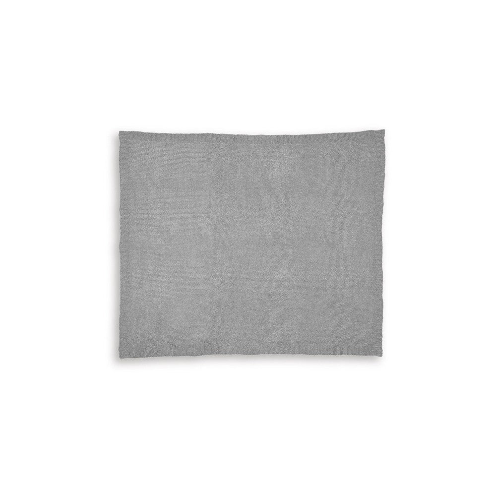 Tela Throw Blanket Set of 3, Machine Knitted, Textured Gray Polyester