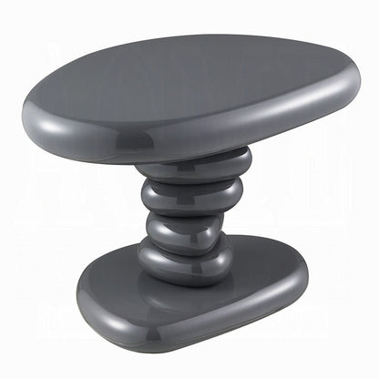 High Gloss Gray Asymmetric Stacked End Table, 22 in - Chic Home-Decor