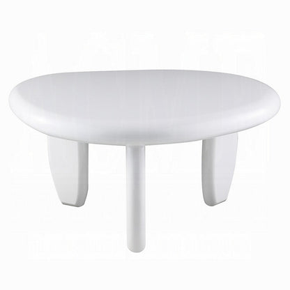 Vayu End Table, 30 Inch Asymmetric, Tri Pebble Legs, High Gloss White
