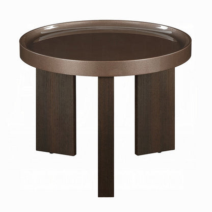 Lexy Side End Table, 24 Inch Round Top, High Gloss Blackish Green