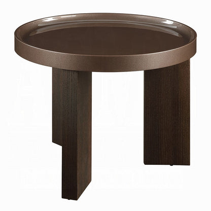 Lexy Side End Table, 24 Inch Round Top, High Gloss Blackish Green