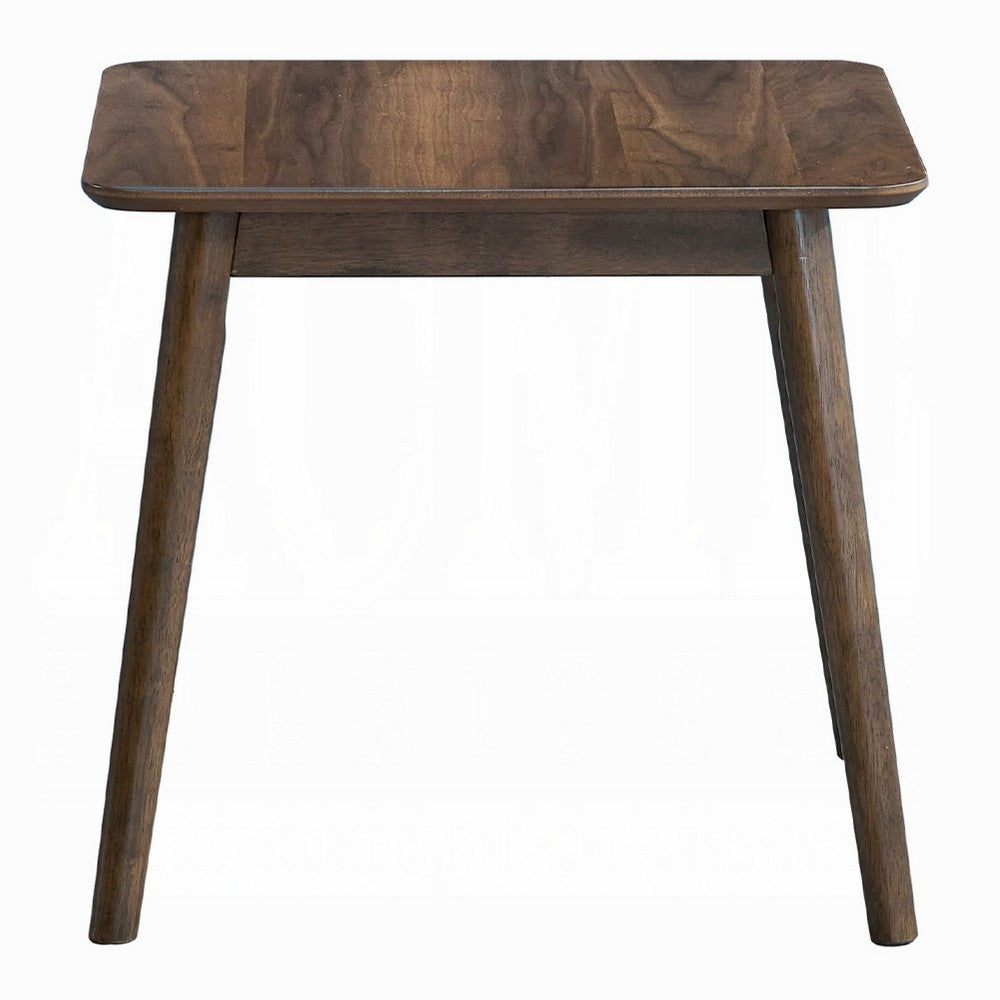 Fexy Side End Table, 24 Inch Square Top with Angled Legs, Walnut Brown
