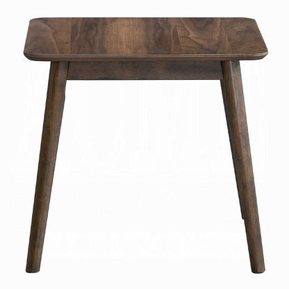 Fexy Side End Table, 24 Inch Square Top with Angled Legs, Walnut Brown