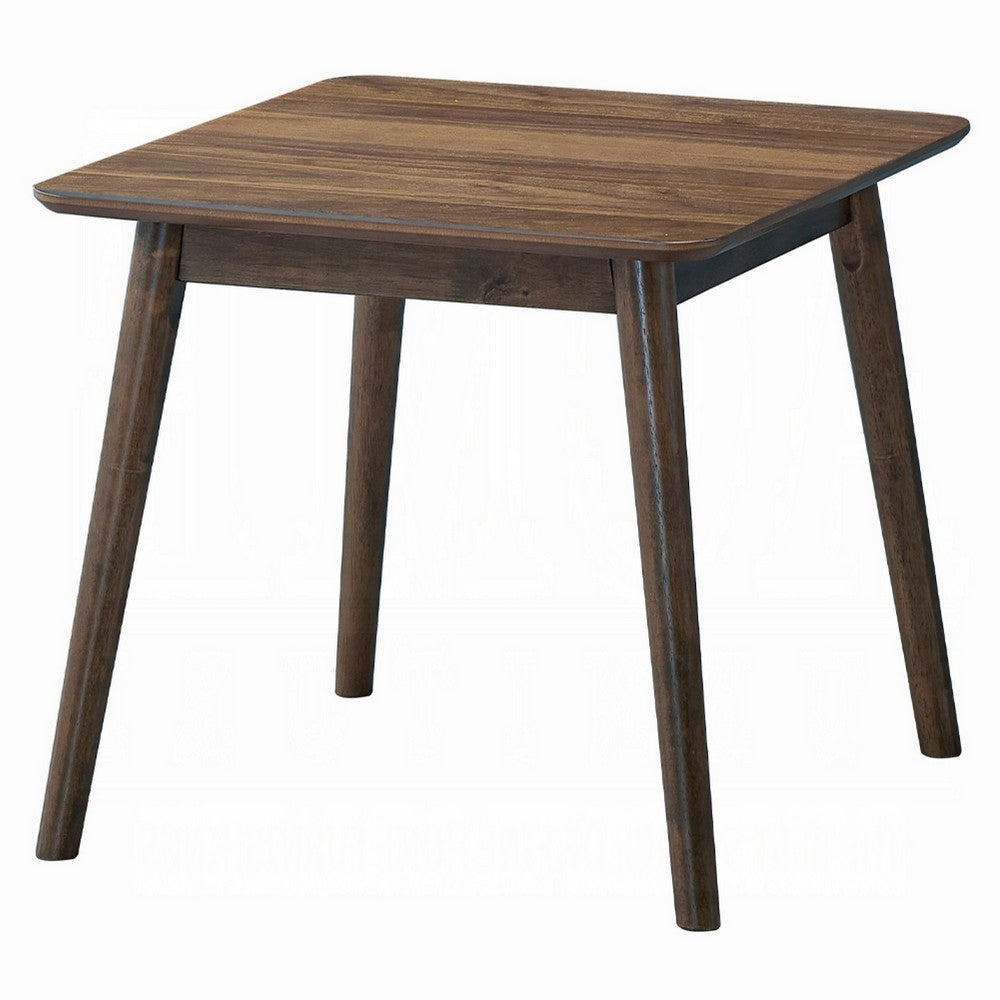 Fexy Side End Table, 24 Inch Square Top with Angled Legs, Walnut Brown