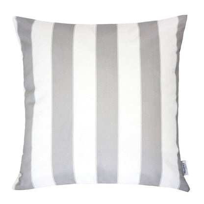Keo Outdoor Throw Pillow Cover, Silver White Wide Stripes