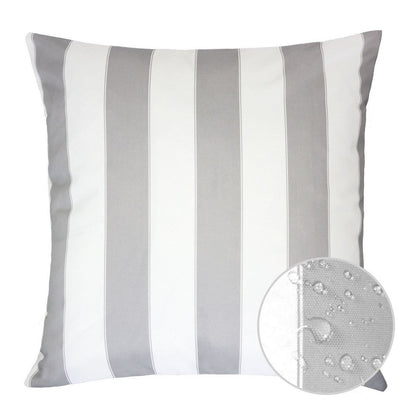 Keo Outdoor Throw Pillow Cover, Silver White Wide Stripes
