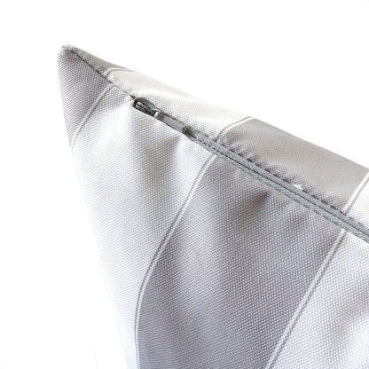 Keo Outdoor Throw Pillow Cover, Silver White Wide Stripes