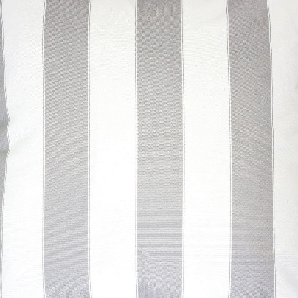 Keo Outdoor Throw Pillow Cover, Silver White Wide Stripes