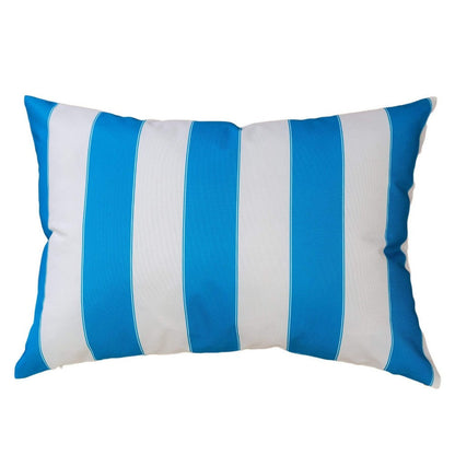 Keo Outdoor Lumbar Throw Pillow Cover, Blue and White Wide Stripes