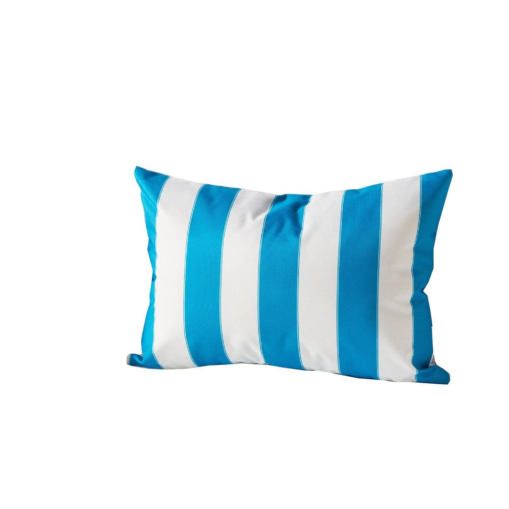 Keo Outdoor Lumbar Throw Pillow Cover, Blue and White Wide Stripes