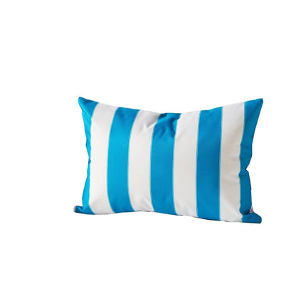 Keo Outdoor Lumbar Throw Pillow Cover, Blue and White Wide Stripes