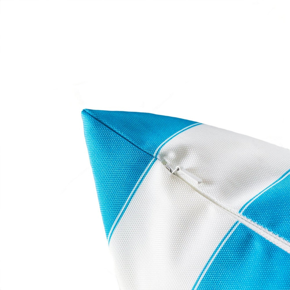 Keo Outdoor Lumbar Throw Pillow Cover, Blue and White Wide Stripes