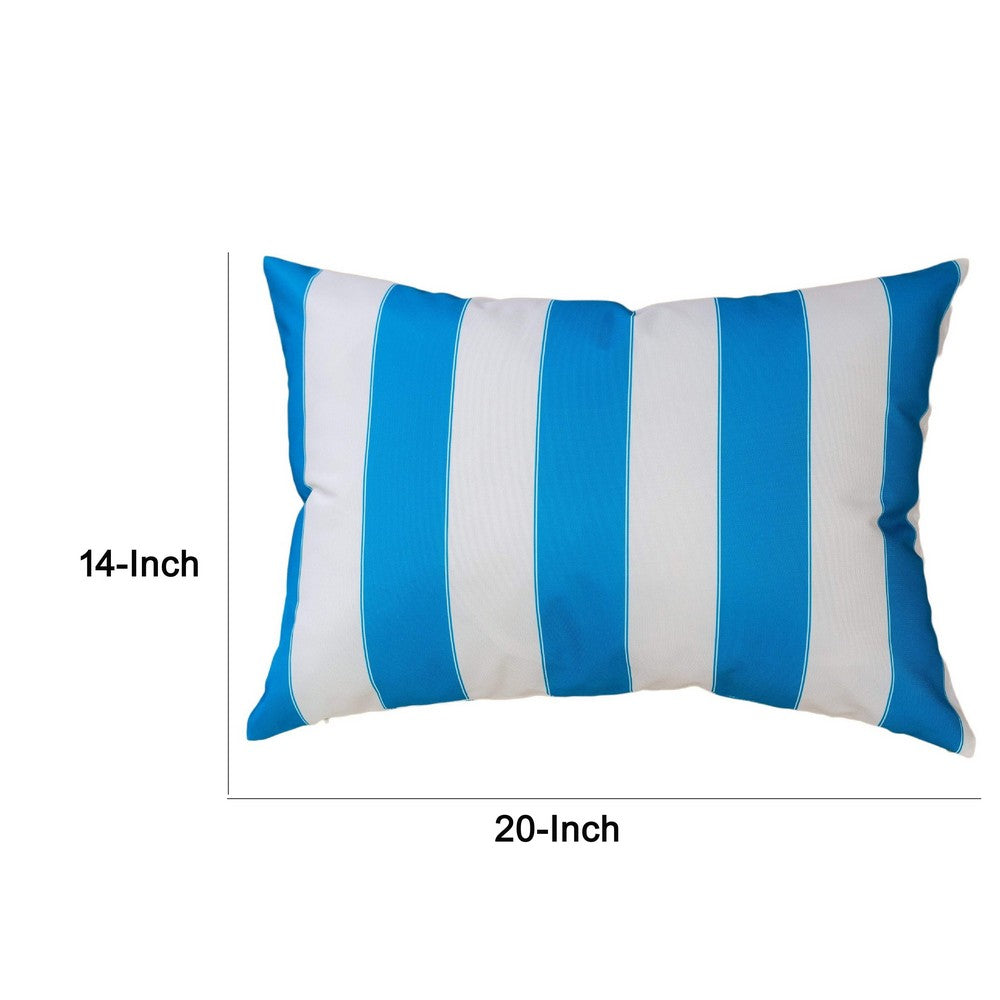 Keo Outdoor Lumbar Throw Pillow Cover, Blue and White Wide Stripes