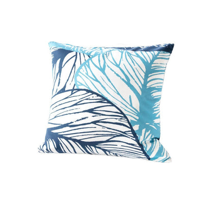 Gey Outdoor Throw Pillow Cover, Blue White Leaf Vein Pattern