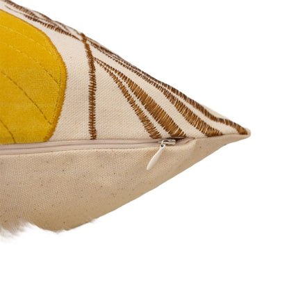 Lefy Accent Pillow Cover, Yellow Cover and White Leaf Vibes