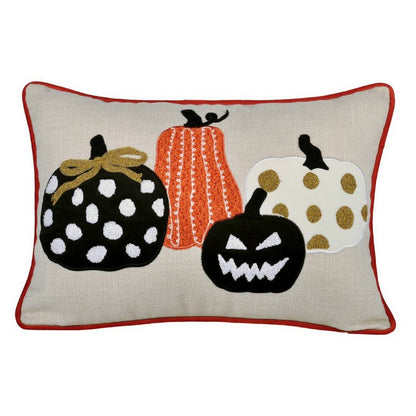 Lumbar Throw Pillow Cover, Hallow Pumpkin Embroidered