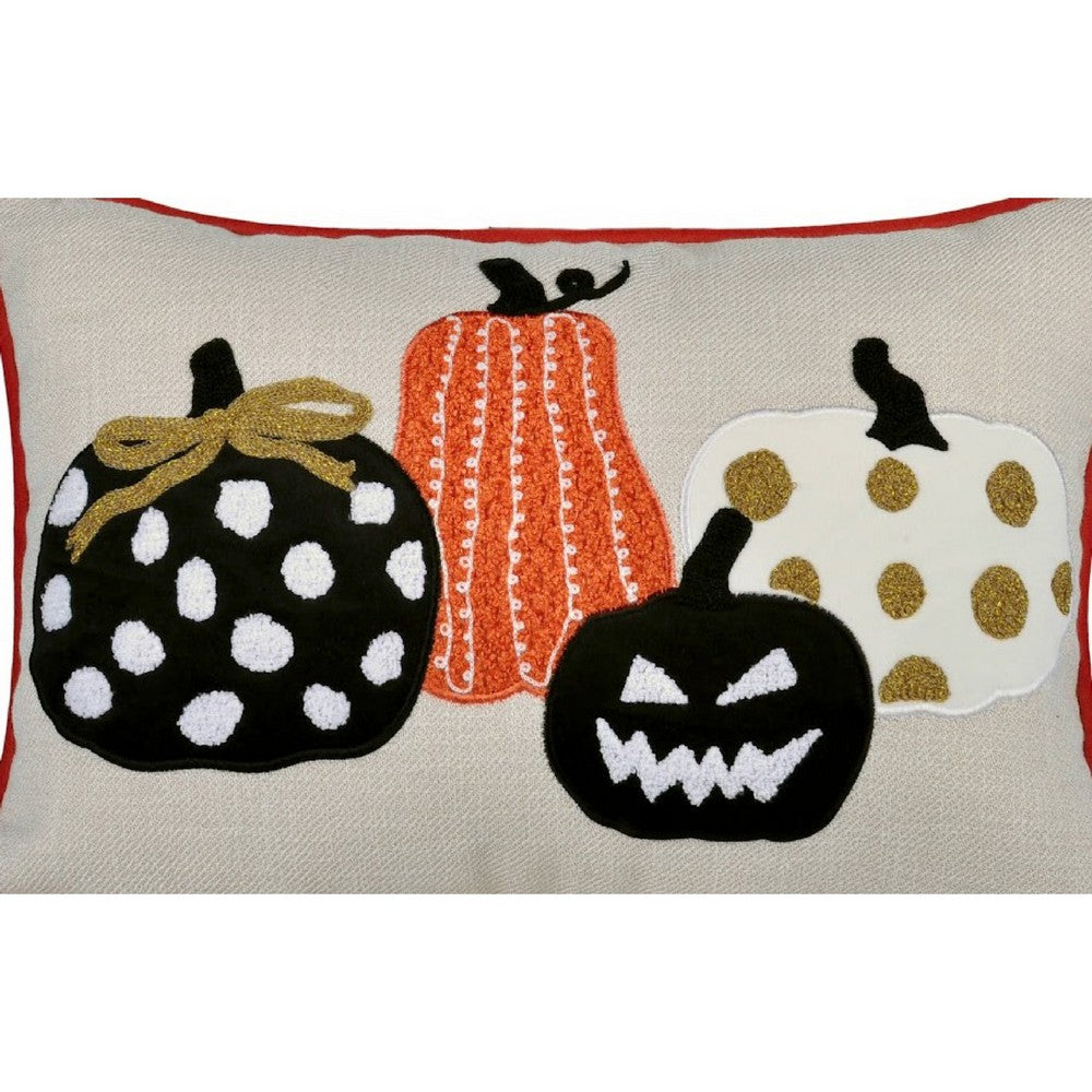 Lumbar Throw Pillow Cover, Hallow Pumpkin Embroidered