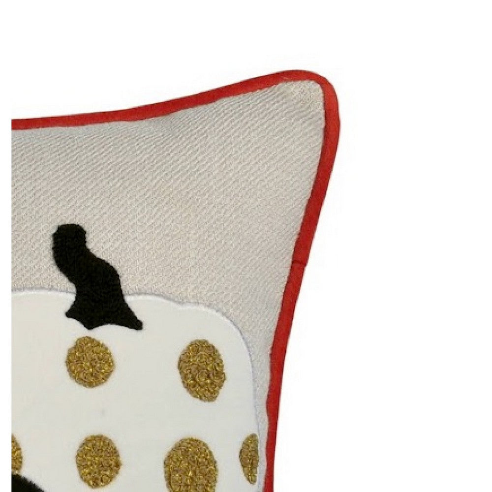Lumbar Throw Pillow Cover, Hallow Pumpkin Embroidered