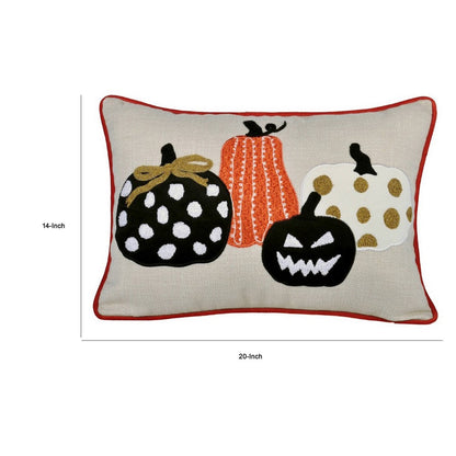 Lumbar Throw Pillow Cover, Hallow Pumpkin Embroidered