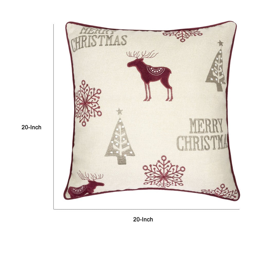 Merry Christmas Throw Pillow Cover Red Reindeer