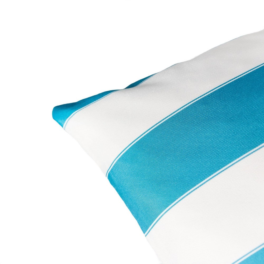 Keo Outdoor Throw Pillow, Aqua Blue, White Stripes, 20 Inch Square