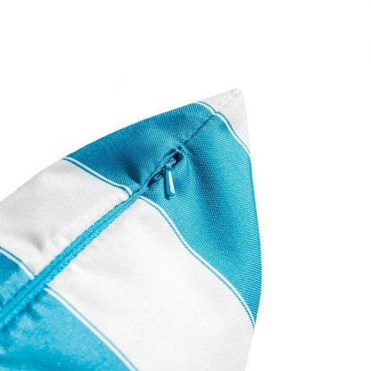 Keo Outdoor Throw Pillow, Aqua Blue, White Stripes, 20 Inch Square