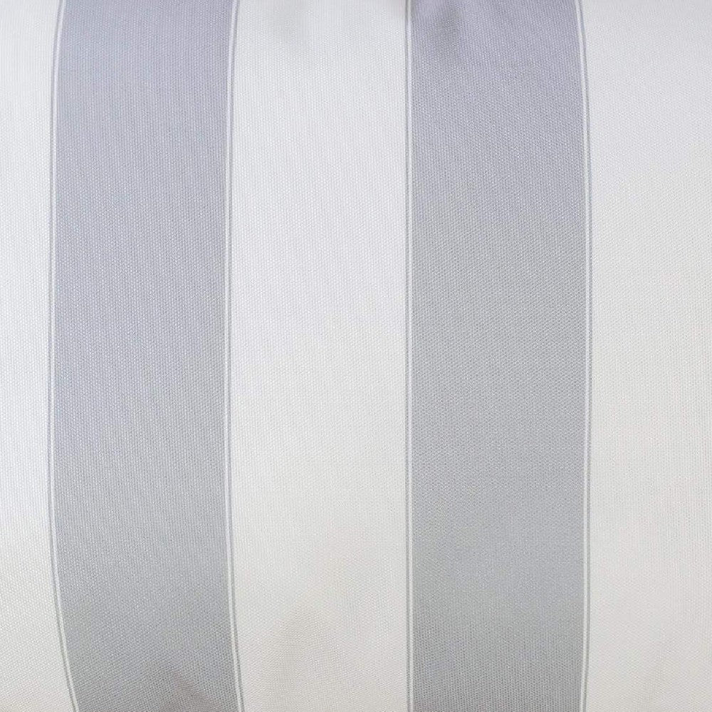Keo Outdoor Lumbar Pillow, Wide Silver and White Horizontal Stripes