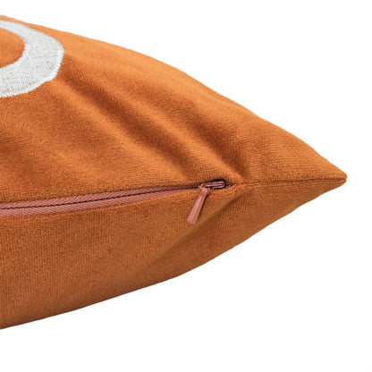 Dery Throw Pillow, Vintage Vine Accented Orange Velvet, 20 Inch Square