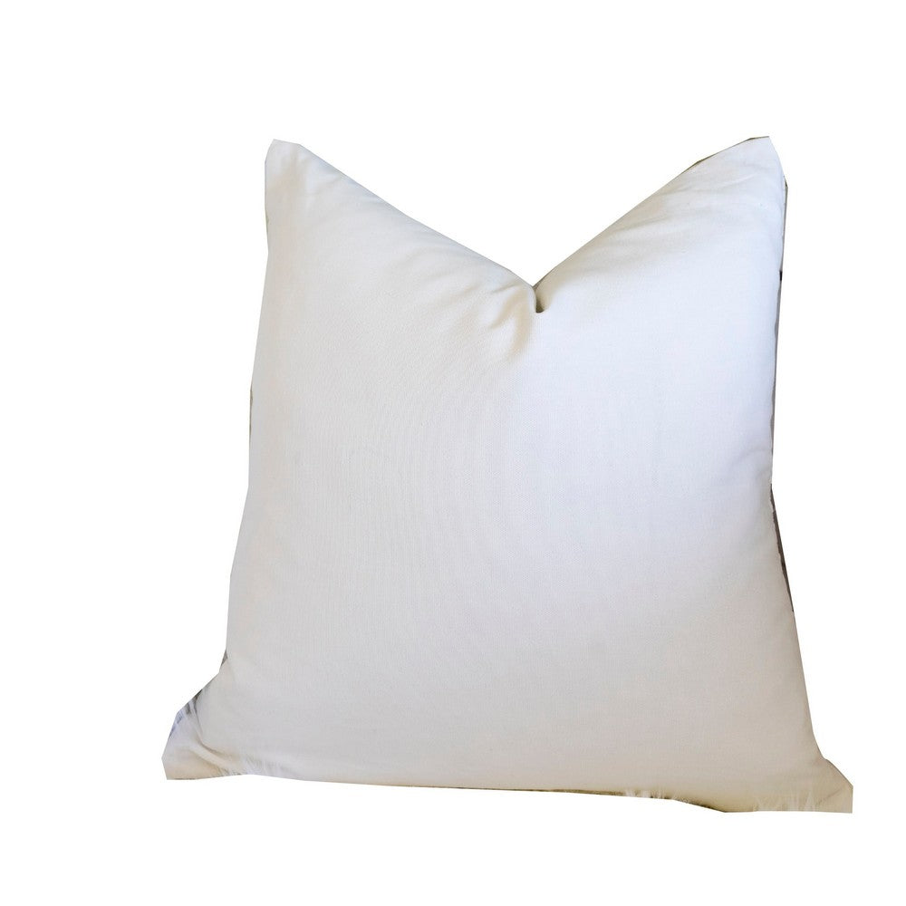 Lefy Accent Pillow, Gray Autumn Leaf Design on White Velvet