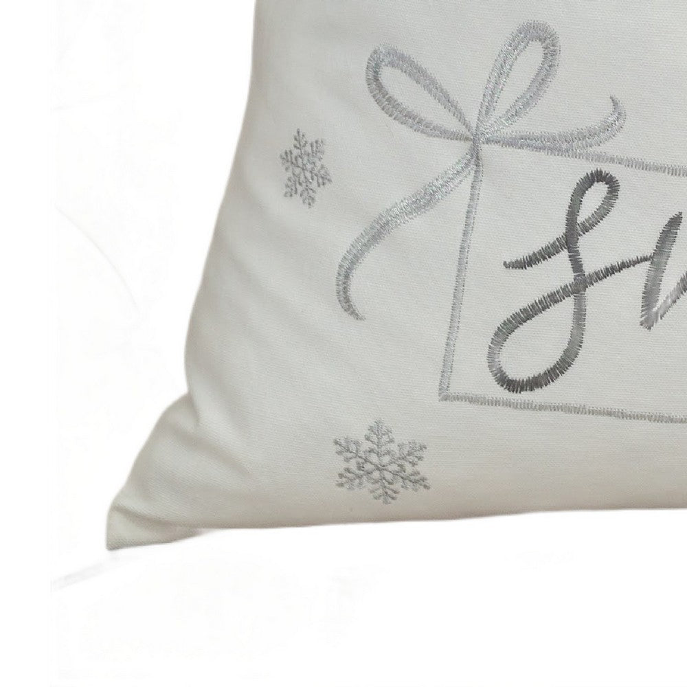 Christmas Throw Pillow, Let It Snow Green Knit Hat Design