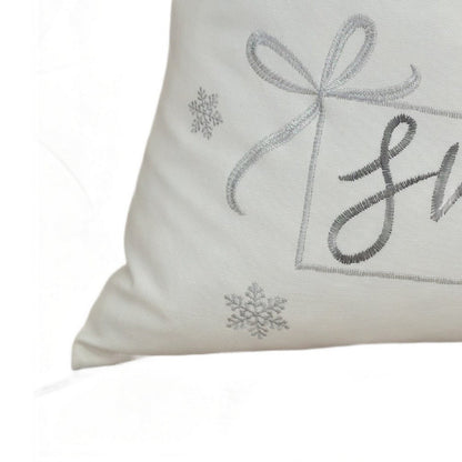 Christmas Throw Pillow, Let It Snow Green Knit Hat Design