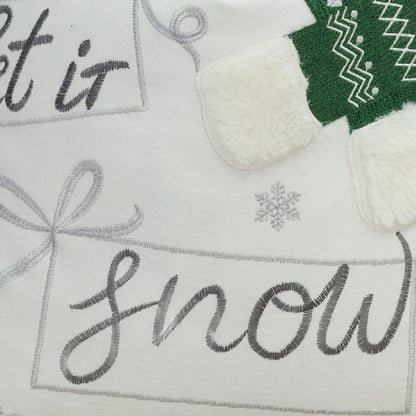 Christmas Throw Pillow, Let It Snow Green Knit Hat Design