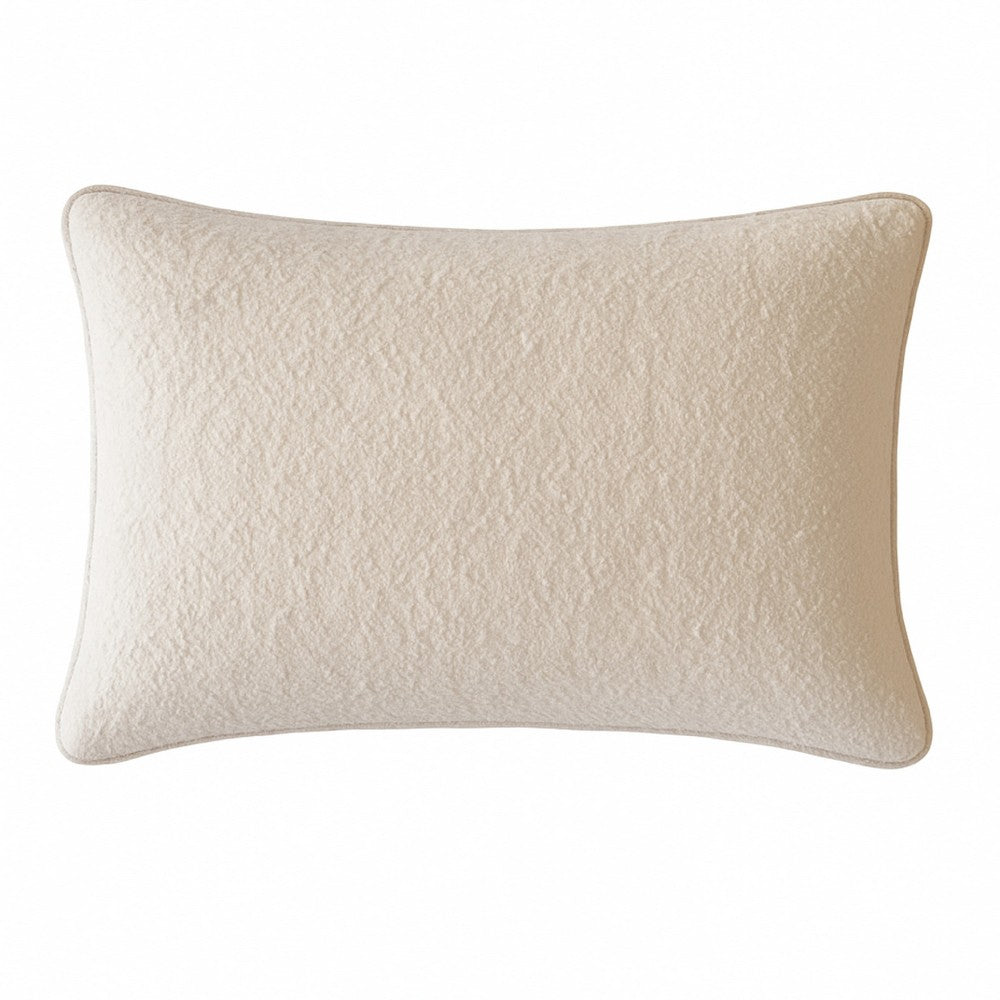 Hez Lumbar Throw Pillow, Plush Ivory Textured Fabric