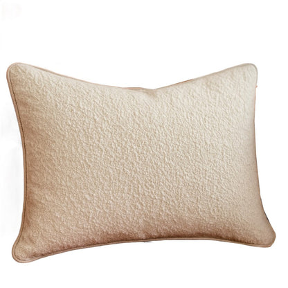 Hez Lumbar Throw Pillow, Plush Ivory Textured Fabric