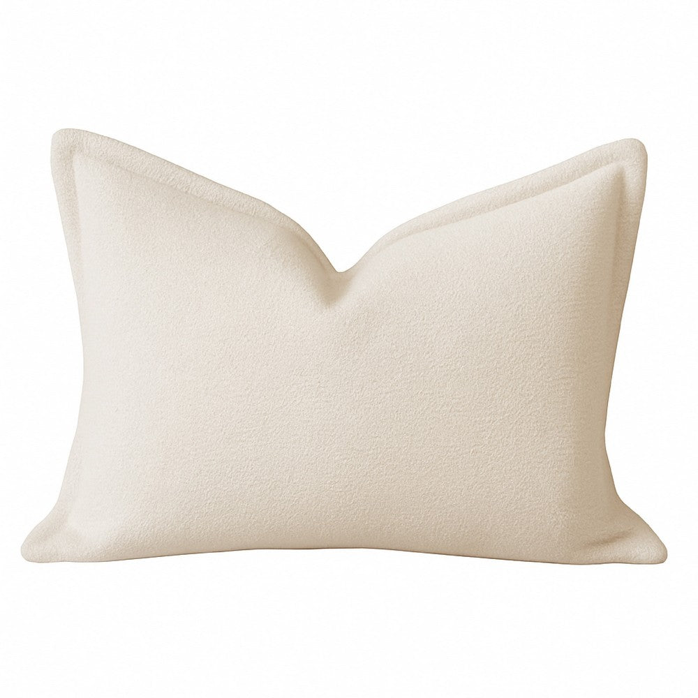 Hez Lumbar Throw Pillow, Flexible Ivory Fabric with Tailored Edges