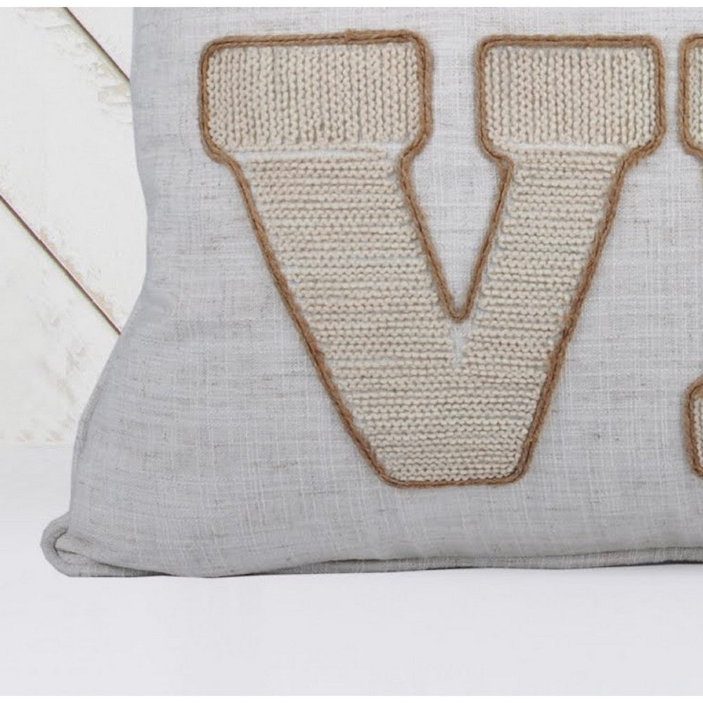 Decorative Throw Pillow, Love Pumpkin Beige Linen Embroidery