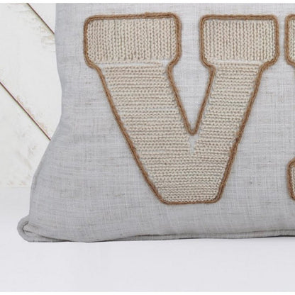 Decorative Throw Pillow, Love Pumpkin Beige Linen Embroidery