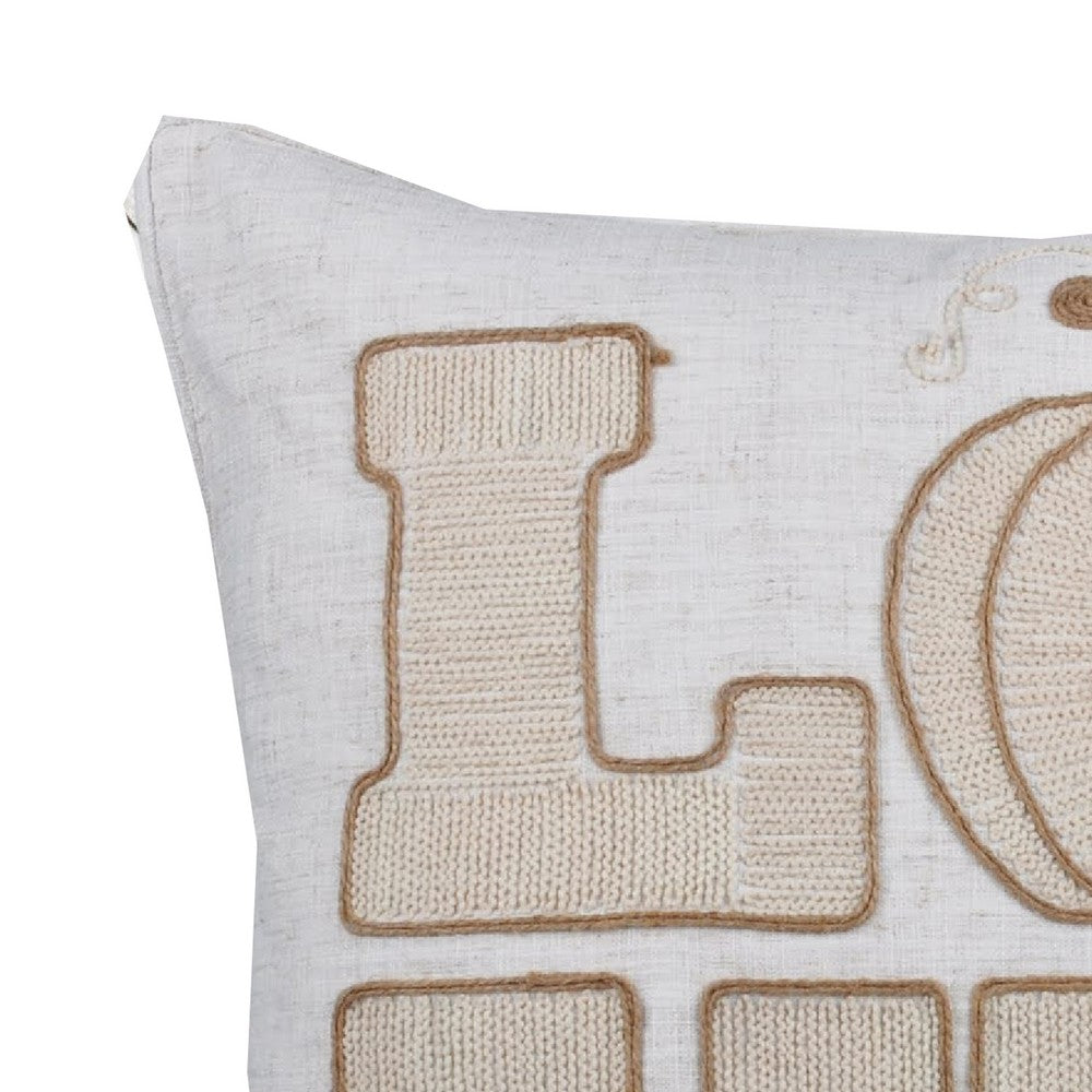 Decorative Throw Pillow, Love Pumpkin Beige Linen Embroidery
