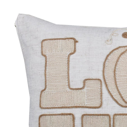 Decorative Throw Pillow, Love Pumpkin Beige Linen Embroidery