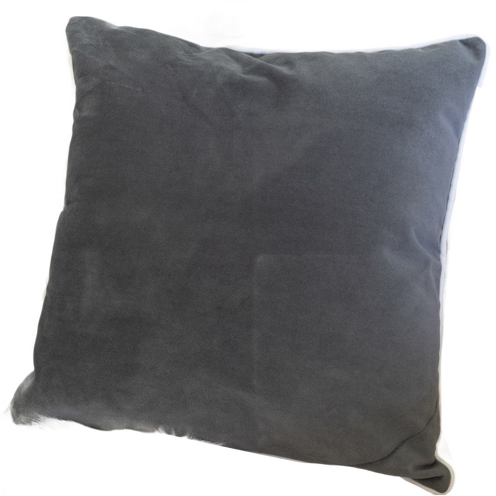 Rola Square Throw Pillow, Let It Snow Embroidery, Gray Cotton 20 Inch