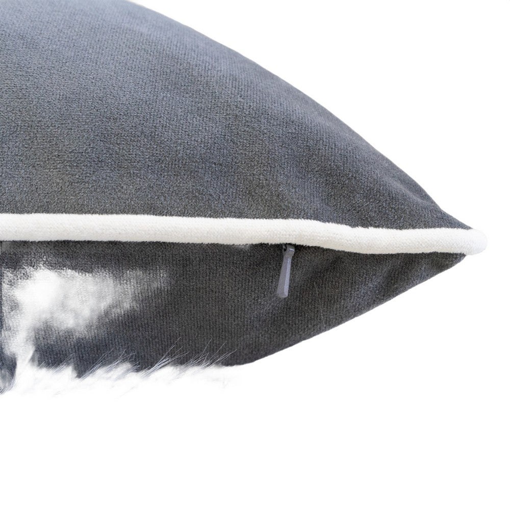 Rola Square Throw Pillow, Let It Snow Embroidery, Gray Cotton 20 Inch