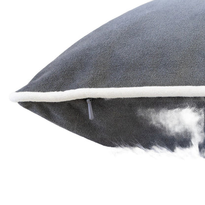 Rola Square Throw Pillow, Let It Snow Embroidery, Gray Cotton 20 Inch
