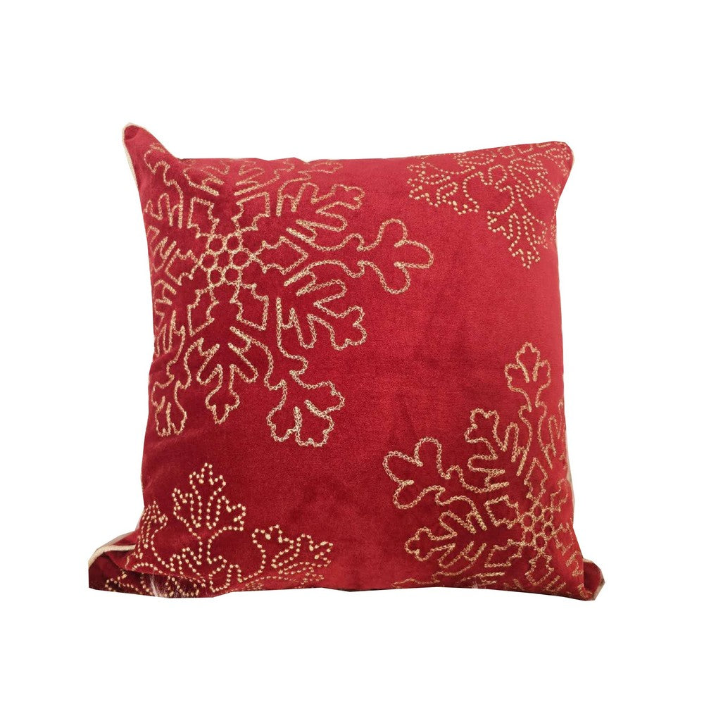 Rola Square Throw Pillow, Gold Snowflake Embroidery