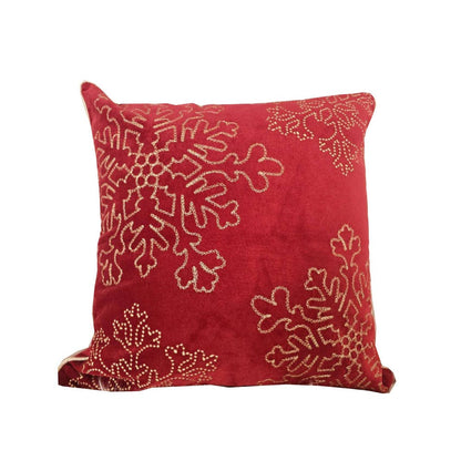 Rola Square Throw Pillow, Gold Snowflake Embroidery