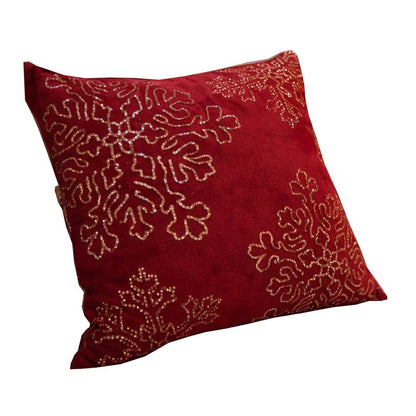 Rola Square Throw Pillow, Gold Snowflake Embroidery