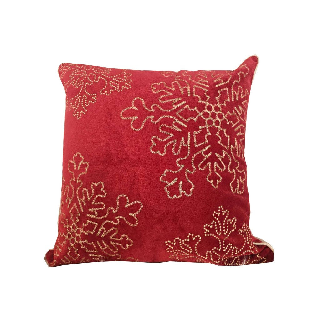 Rola Square Throw Pillow, Gold Snowflake Embroidery