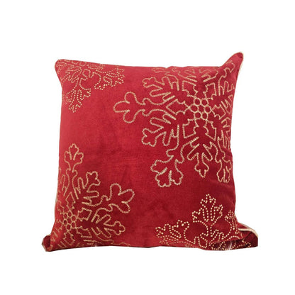 Rola Square Throw Pillow, Gold Snowflake Embroidery